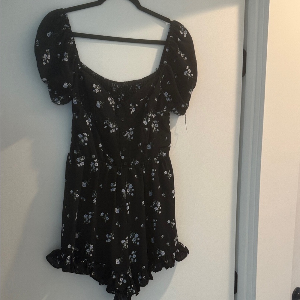 Iris Black Floral Romper